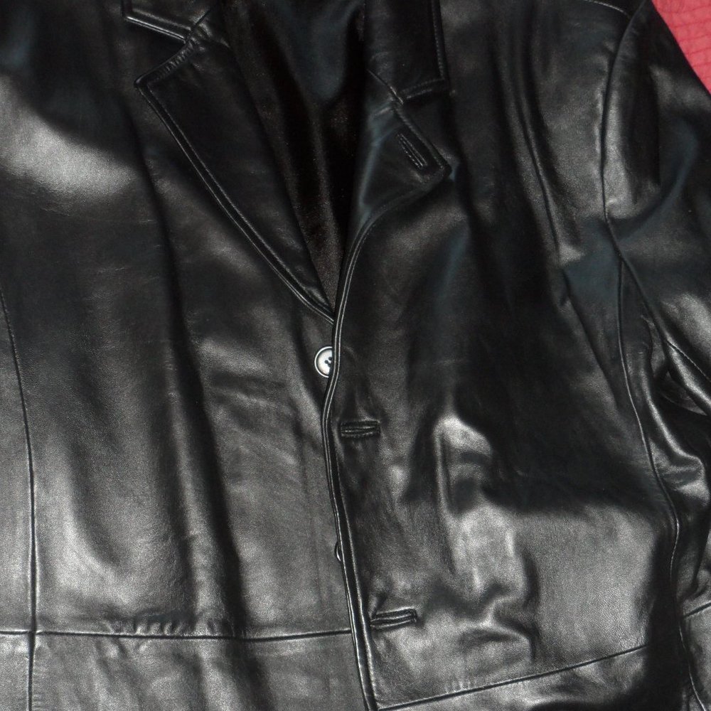 MEN'S XL BERT PULITZER BLACK LEATHER COAT